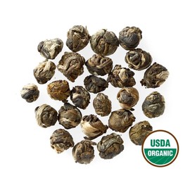 Golden Moon Tea Organic Jasmine Pearls Green Tea - Loose Leaf Dragon Pearls, Premium Grade, Non GMO - Travel Tin (48 Servings)