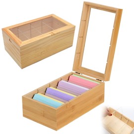Wapasezyar Index Card Box Wooden with Lid Flashcard Box Wooden Vocabulary Box for Office Schools and Home (Index Cards Not Included)