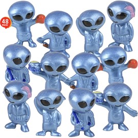 ArtCreativity Figuritas de vinilo alien (48 piezas) – Divertidos recuerdos de fiesta espacial, poses de ovni, rellenos de bolsas de regalo