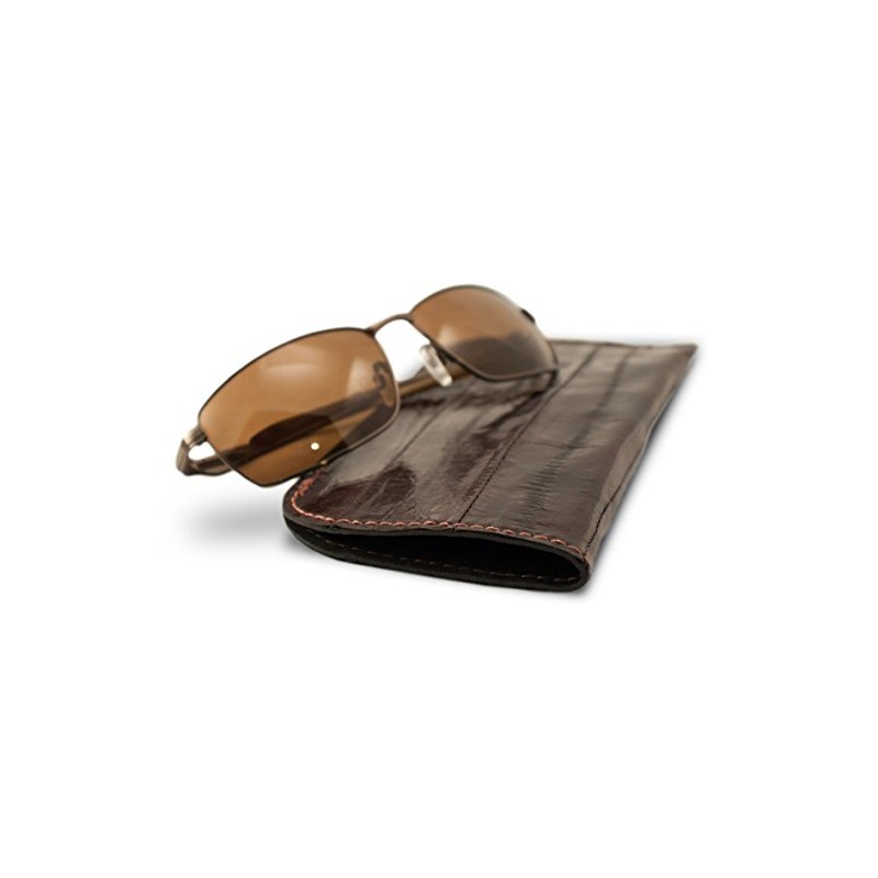 Brown Genuine Pacific Eel Skin Soft Glasses Case