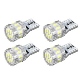 BORDAN T10 LED White Explosive Light with Built-in Canceller Position Lamp, License Plate Light, Room Lamp, Heavy Duty, Non-Polarized, 3014 LED Element 6000K, DC12V, 2.4W, Pack of 4