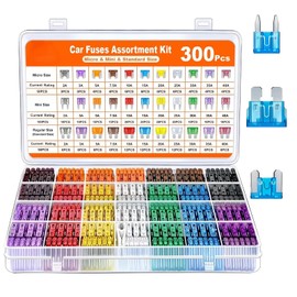 300 Pcs Car Fuses Kit, Micro Blade Fuses Assorted Set 2A-40A Mixed Fuse Pack with Storage Case & Fuse Puller, Automotive Replacement Zinc Alloy Kit for Car Boat RV Truck Motorcycle