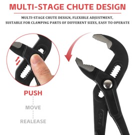 AzReference Groove Wrench Pliers Set (7in, 10in, & 12 in), Quick Adjust Water Pump Pliers, Durable CR-V Steel Tongue and Groove Joint Pliers for Tight Grips & Plumbing