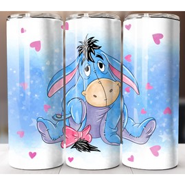Decorated, Insulated, Suitable for Hot Beverages, With Lid, With Straw Eeyore Heart Tumbler 20oz Stainless Steel Skinny Straw Insulated Cup Mug