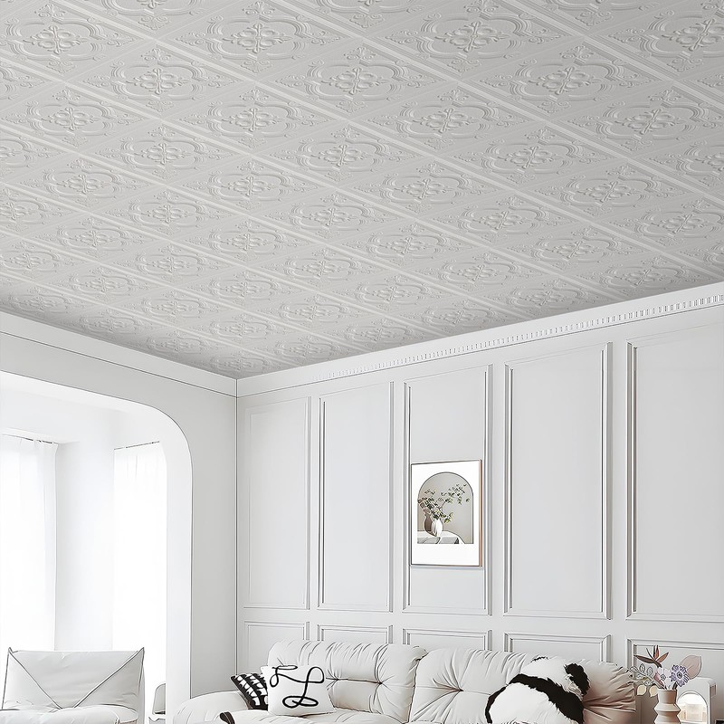 Ceiling Tiles Peel and Stick Foam, 16 Pcs Covered 21