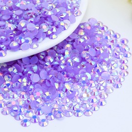 Briskbloom 2000PCS 4mm Resin Flatback Rhinestone, Light Purple/Violet AB Color Flatback Jelly Resin Rhinestones for Mugs, Bottles, Tumblers, Craft Decoration, Loose Bling Glitter Diamond Stone