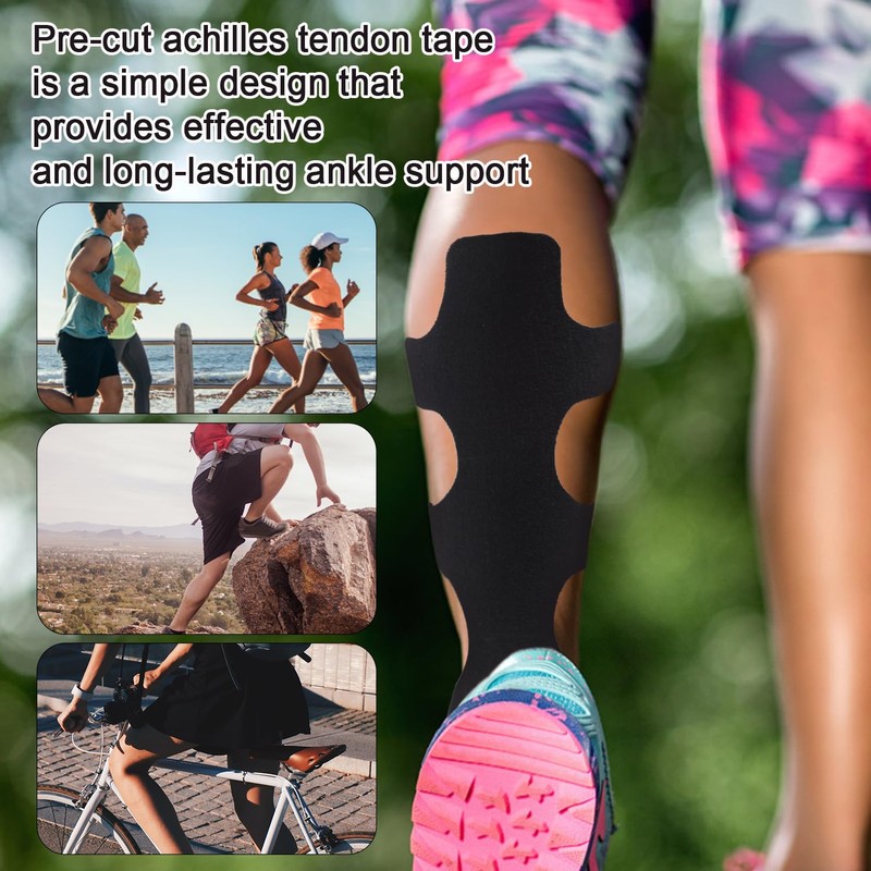 12pcs Precut Kinesiology Tape for Achilles Tendon, Waterproof & Breathable