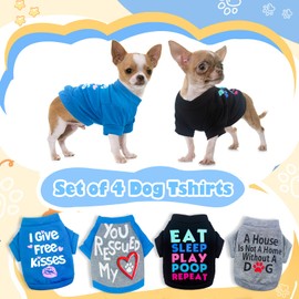 4 Pieces Chihuahua Clothes Dog Clothes for Small Dogs Boy Yorkie Teacup Clothes Spring Summer Pet Shirt Cute Puppy Clothes Outfits Dog T-Shirt (XX-Small)