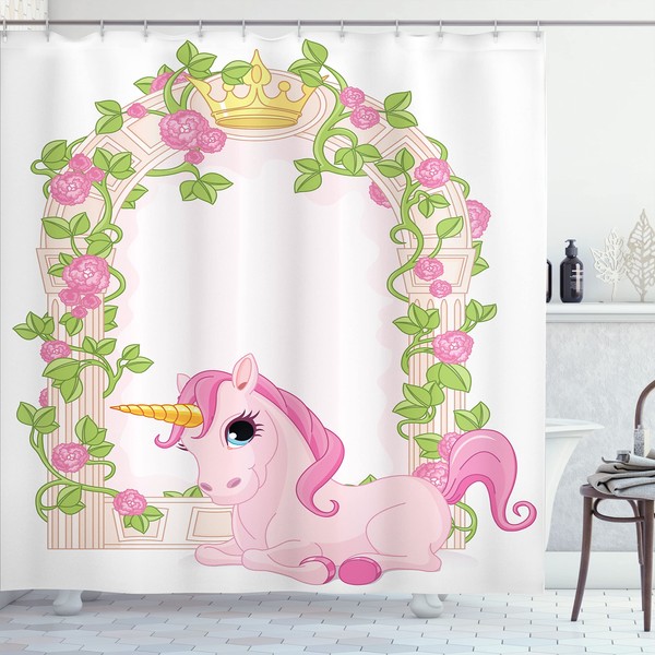 Ambesonne Feminine Shower Curtain, Romantic Floral Arch Frame with Roses