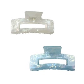 ZHOUMEIWENSP 2pcs Large Hair Claw Clips for Thick Hair, Tortoise Hair Clips, Acrylic Celluloid French Butterfly Jaw Clips, Strong Hold for Women Girls (white&blue)