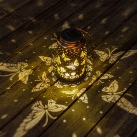 pearlstar Butterfly Lantern Outdoor Solar Hanging Lantern Lights Decorative Solar Light Waterproof for Table Patio Yard Garden Lawn Landscape Lighting, Gardening Gifts (A-Butterfly)