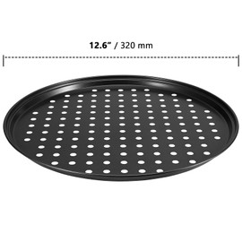 MOUYAT 2 Pack 12 Inch Non Stick Pizza Tray, 32cm x 1.5cm Perforated Pizza Tray for Oven, Carbon Steel Pizza Pan with Holes for Baking Pizza, Oven and Dishwasher Safe