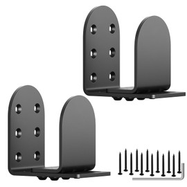 AMZFINE Adjustable Door Barricade Brackets 2 Pack Heavy Duty Upgraded Door Bar Holder Brackets for Home Security Suit, Black 2PCS