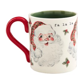Mud Pie Vintage Christmas Mug, Santa Face, 15 oz