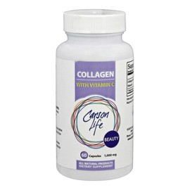 Carson Life Collagen Capsules with Vitamin C - 60 Capsules - Dietary Supplement for Anti Aging, Immune Support, Healthy Hair, Skin and Nails - Made in The USA (60 Capsules)