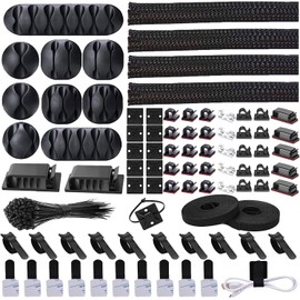 Unbranded Cord Management Organizer Kit 4 Cable Sleeve Split 152 PCS Cable