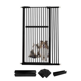 Lumizone Extra Tall Pet Gate 55.12" High Pressure Mounted 38.39"-42.51" Extra Wide (9 Sizes) 1.37" Gap for Cat Dog Stairs Doorway Hallway No Drilling Auto-Close (38.39"-42.51" W, Black)