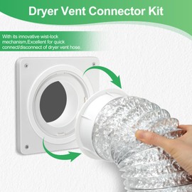 Dryer Vent Wall Plate,Dryer Vent Connector Kit,Twist Lock Dryer Duct Connector Kit with Quick Connect & Disconnect Fits 4 Inch Tubes Hose, for Dryer,Bathroom,Wall Exhaust Vent, etc