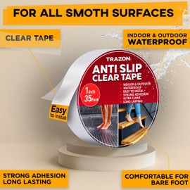 Grip Tape - Heavy Duty Anti Slip Tape Clear Outdoor/Indoor 1In*35Ft, Non Slip Roll/Stickers Easy to Cut Waterproof for Bathtub, Shower Floor, Pool, Stairs Safety Non Skid, Comfortable for Bare Foot