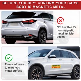 JUSTTOP New Driver Magnet for Car, Please Be Patient Student Driver, 3Pcs New Driver Magnet Safety Warning Magnetic Reflective Rookie Driver Bumper Sticker,Car Exterior Accessories