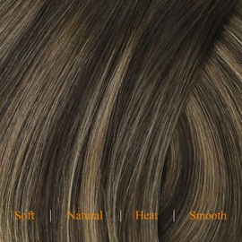 Easyouth Clip in Human Hair Extensions Balayage Remy Human Hair Clip in Extensions Dark Brown Mix Medium Brown Highlights Balayage Clips in Extensions Ease of Application 20Inch 7Pcs 120G