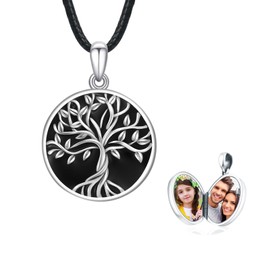 PARYFO Picture Opening Locket 925 Sterling Silver Tree of Life Locket Necklace Tree of Life Pendant Photo Locket for Women Girls Mother Wife, Sterling Silver, Sterling Silver