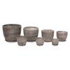 Dark concrete ceramic 16 cm planter with saucer, BARREL series