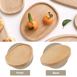 LT Easiyl 2PCS Wooden Handmade Solid Tray Wood Snack Trays Wood Oval Platter Table Storage Plates Serving Platters Plates for Party Food Display
