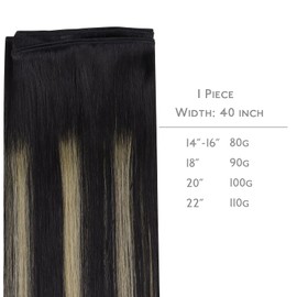 WENNALIFE Weft Hair Extensions Human Hair Extensions for Women Real Human Hair, 18 Inch 90g Balayage Natural Black to Light Blonde Sew in Hair Extensions Human Hair Straight rallonge cheveux humain