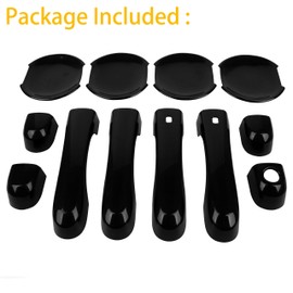 EnRand Handle Cover with Smart Keyhole and Cup Bowl Cover Trim for Jeep Renegade-12 Pcs Black