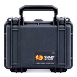 Pelican Protector 1120 Case by ColorCase - Black - Small Size Waterproof Case with Pick & Pluck Foam & Convoluted Lid Foam - Black Latches
