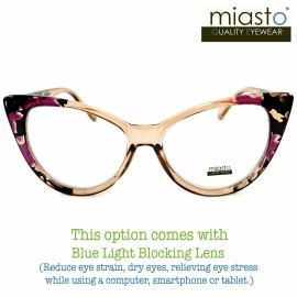 Miasto Eyewear 2 PAIRS/ COLORS~MIASTO BIG CAT EYE COMPUTER READING GLASSES+1.75 ANTI-BLUE LIGHT