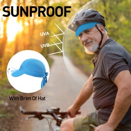 Arcweg Bandana Cap, Head Scarf with Visor, Breathable Pirate Cap, UV Protection, Adjustable, Biker Cap, Cycling Cap, Quick-Drying, blue