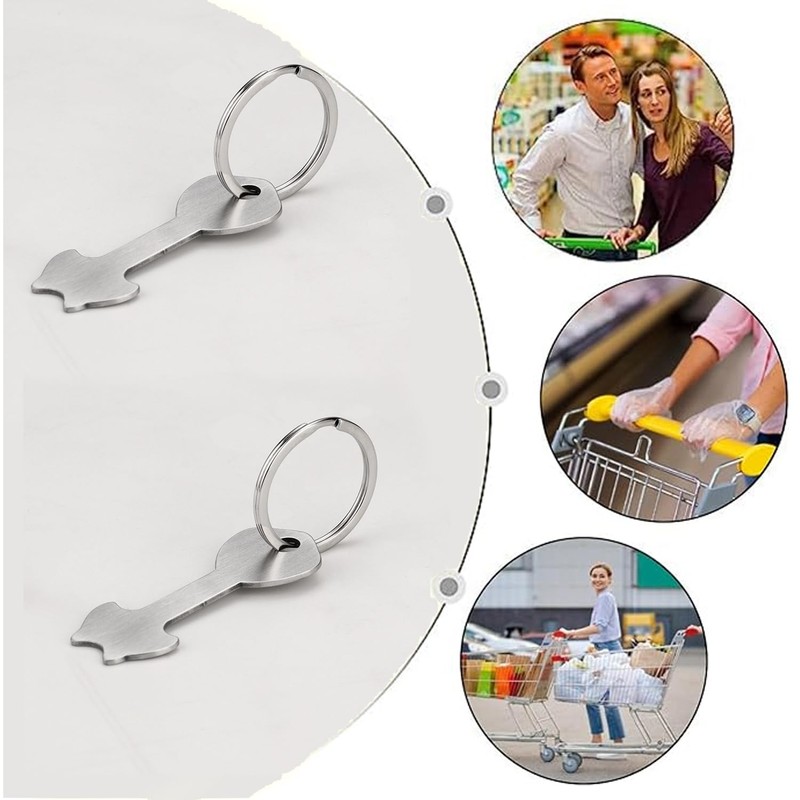2 Set Stainless Steel Shopping Trolley Releaser Key - Removable