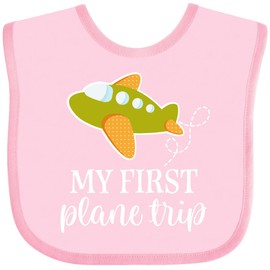 inktastic My First Plane Trip Airplane Travel Baby Bib Pink 3e219
