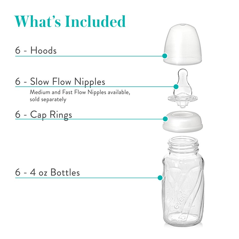 Evenflo Feeding Glass Premium Proflo Vented Plus Bottles for Baby,