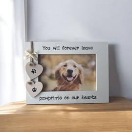 Handcrafted Dog Pet Loss Remembrance Photo Frame, 6x4 inches, White Frame, Gift for Grieving Pet Lovers