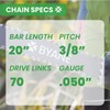BYANE Carbide Chainsaw Chain 20 Inch, 3/8" Pitch, 050" Gauge,