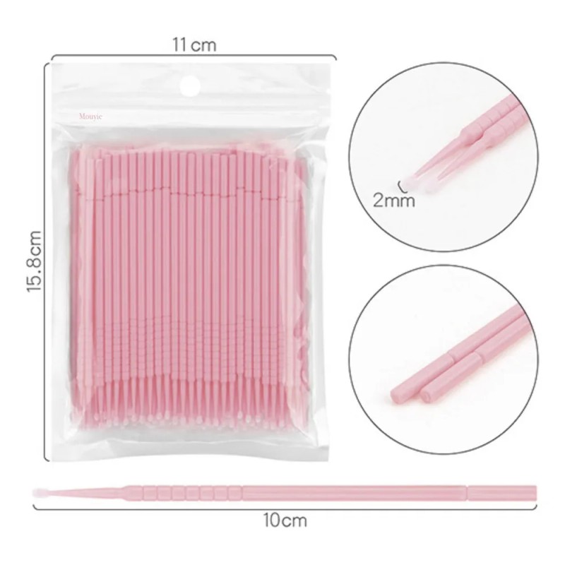 100 Microbrush Microaplicadores + 50 Cepillos Para Pestañas