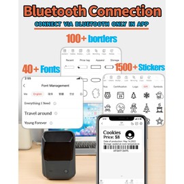 LMASBLTER B1 Label Makers - Barcode Label Printer Bluetooth Portable Thermal Printer for Small Business, Address, Logo, Clothing, Jewelry, Retail, Mailing, Sticker Printer for Phones & PC, Black