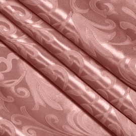 VACVELT Damask Jacquard Satin Fabric by The Yard, 60 Inch Wide Rose Gold Satin Fabric Shiny Cloth Fabric, Silky Brocade Fabric for Bridal Dress, Wedding Decorations, Crafts, Sewing, Draping (5 Yards)