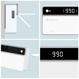 Uv Toothbrush Holders For Bathroom Tooth Brush Cleaner & Holder Large Capacity Tray Tooth Brushing Holder Wall Mounted Cordless - Colour: Black