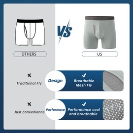 BAMBOO COOL Men's Underwear Performance Breathable Mesh Fly Zone Boxer Briefs Moisture-Wicking 4 Pack(Large)