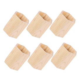 Gadpiparty 6Pcs Wooden Desk Pen and Pencil Holder Natural Pine Organizer for Office Supplies Makeup Brushes Elegant Storage Box for Stationery Rulers and Scissors
