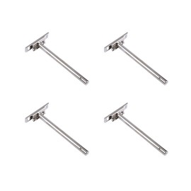 LIKERAINY Heavy Duty Concealed Floating Shelf Support 12x159mm Adjustable Bracket Invisible Wood Shelves T Brackets Wall Mounted Steel Nickel Plated 4 Pieces