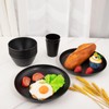 LIYH 48pcs Black Wheat Straw Dinnerware, Plates and Bowls Set,