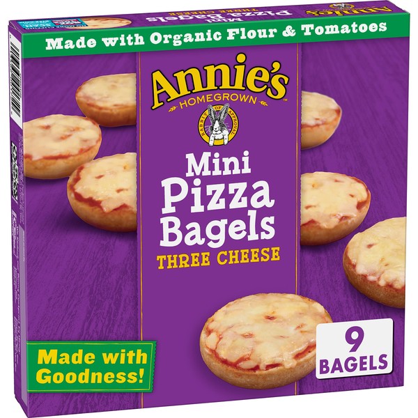Annie's Three Cheese Mini Frozen Pizza Bagels, 9 Bagels, 6.65 oz.