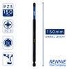 10 x Rennie Tools 150mm Long PZ3 Impact Screwdriver Driver