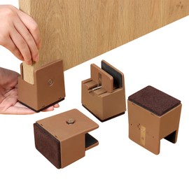 Ezprotekt Adjustable 2 Inch Chair Risers with Screw Clamp, Heavy Duty Couch Bed Furniture Risers, fit Square/Round Chair Leg Diameter from 0''–1.5'', Supports 20,000 lbs (Brown, 4 Pack)