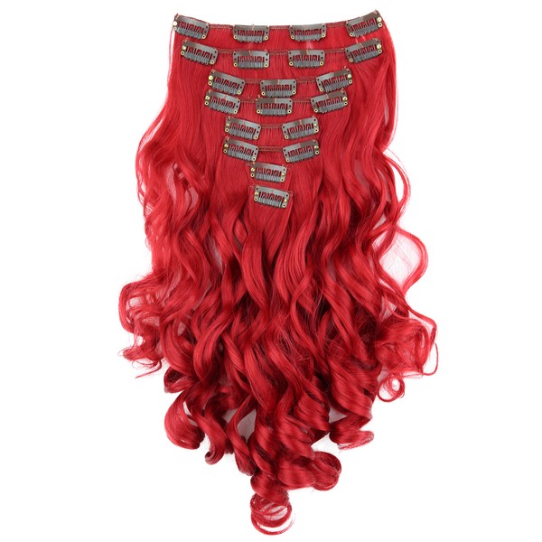 PRETTYSHOP XXL Full Head Set 8 pcs 24" Clip In Hair Extensions Hairpiece Wavy Heat-Resisting red #3100 CES9-1